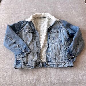 H & M Fur Lined Trucker Jacket L